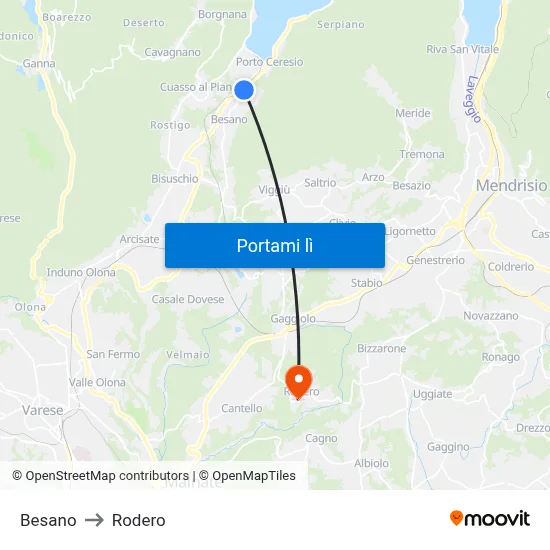 Besano to Rodero map