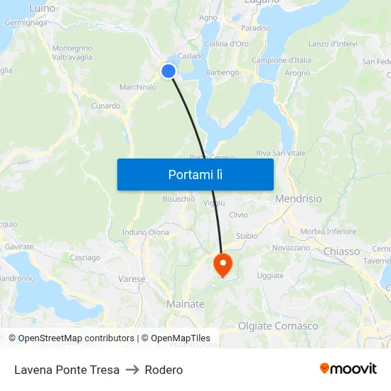 Lavena Ponte Tresa to Rodero map