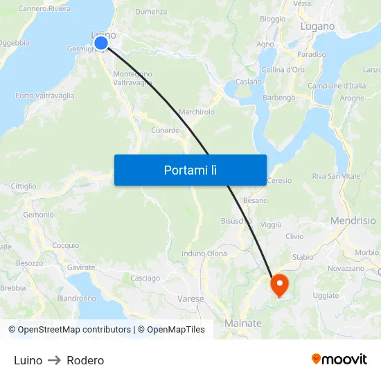 Luino to Rodero map