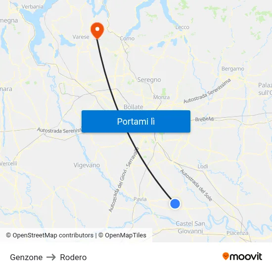 Genzone to Rodero map