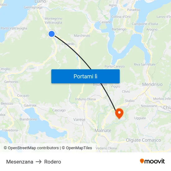 Mesenzana to Rodero map