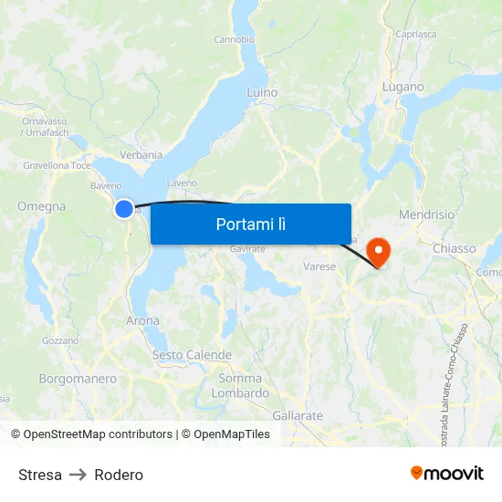Stresa to Rodero map