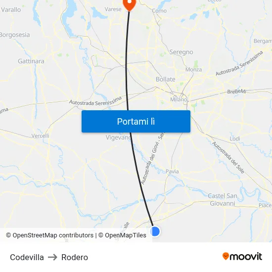 Codevilla to Rodero map
