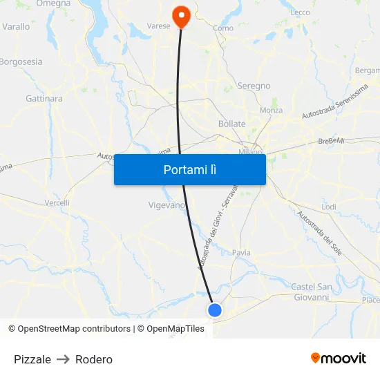 Pizzale to Rodero map