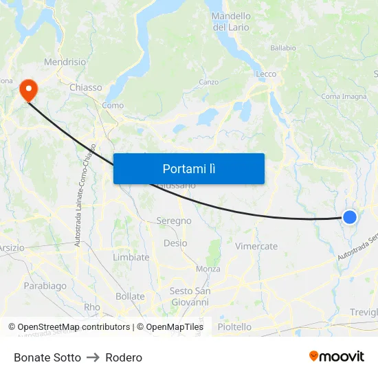 Bonate Sotto to Rodero map