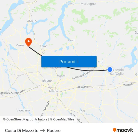 Costa Di Mezzate to Rodero map