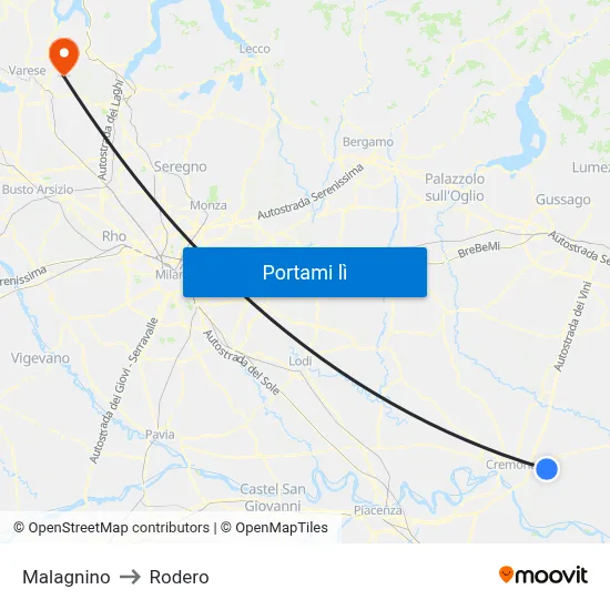 Malagnino to Rodero map