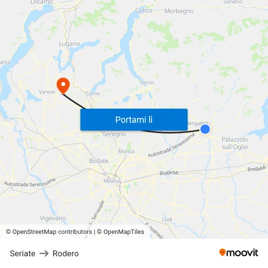 Seriate to Rodero map