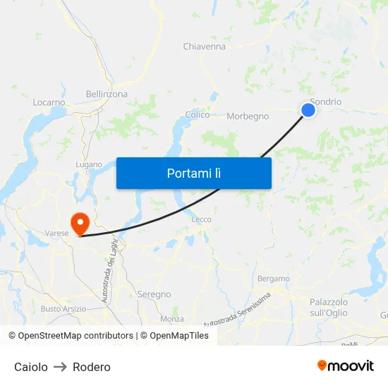 Caiolo to Rodero map