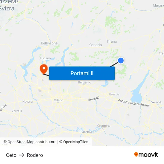 Ceto to Rodero map