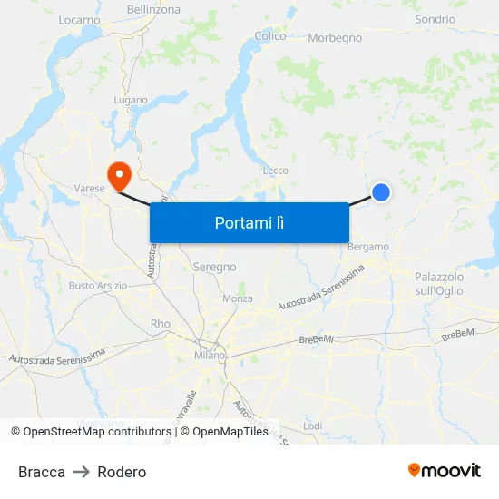 Bracca to Rodero map