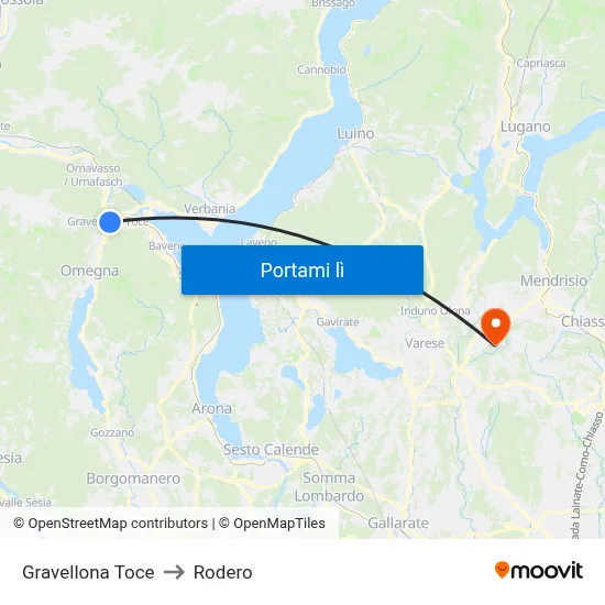 Gravellona Toce to Rodero map