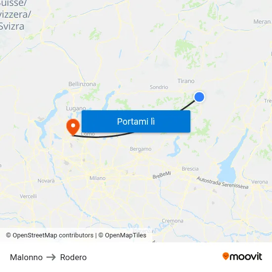 Malonno to Rodero map