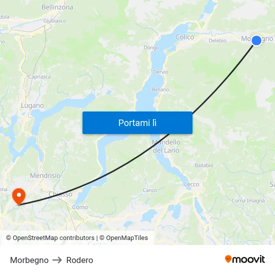 Morbegno to Rodero map