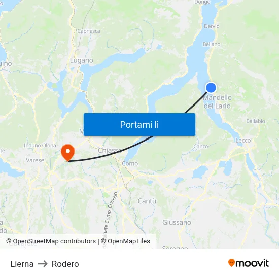 Lierna to Rodero map