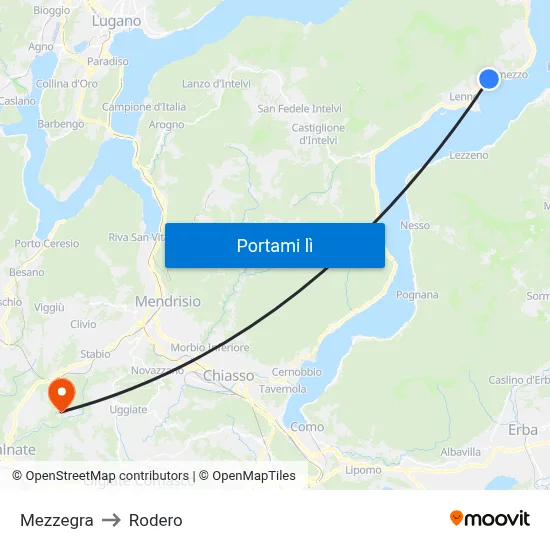 Mezzegra to Rodero map