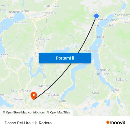 Dosso Del Liro to Rodero map