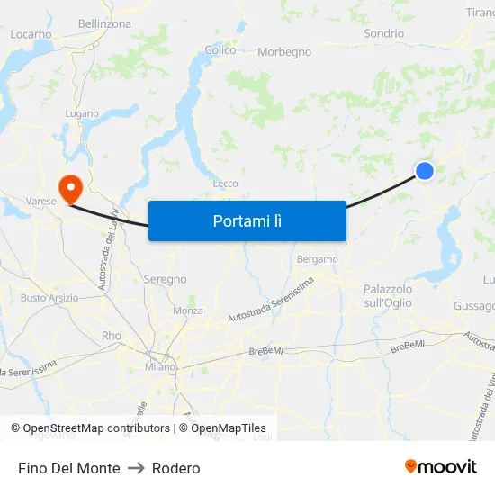 Fino Del Monte to Rodero map