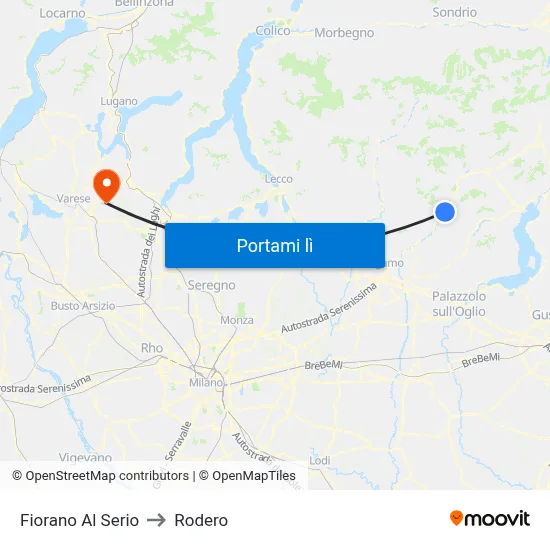 Fiorano Al Serio to Rodero map