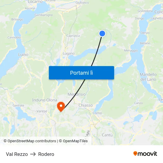 Val Rezzo to Rodero map