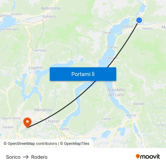 Sorico to Rodero map