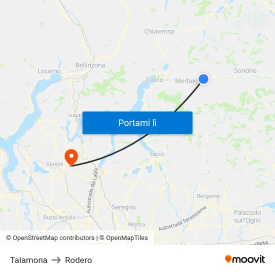 Talamona to Rodero map