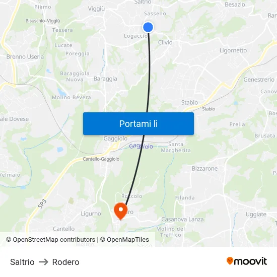 Saltrio to Rodero map