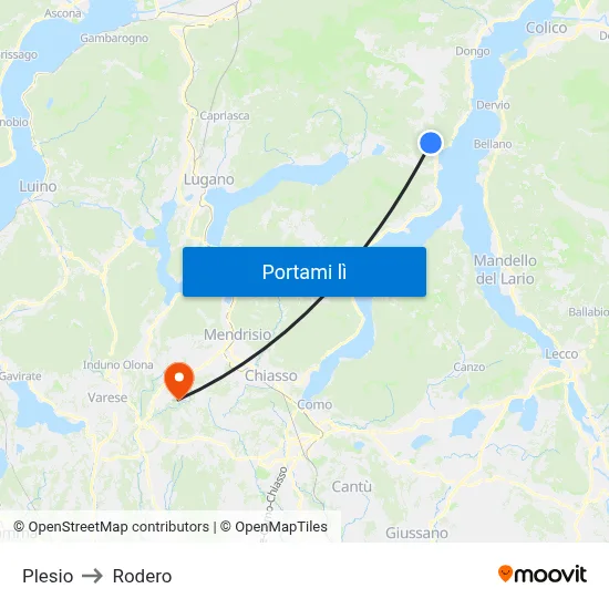 Plesio to Rodero map