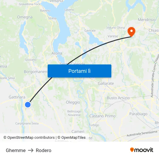 Ghemme to Rodero map