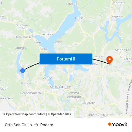 Orta San Giulio to Rodero map