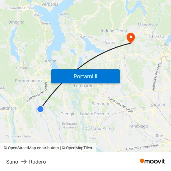 Suno to Rodero map