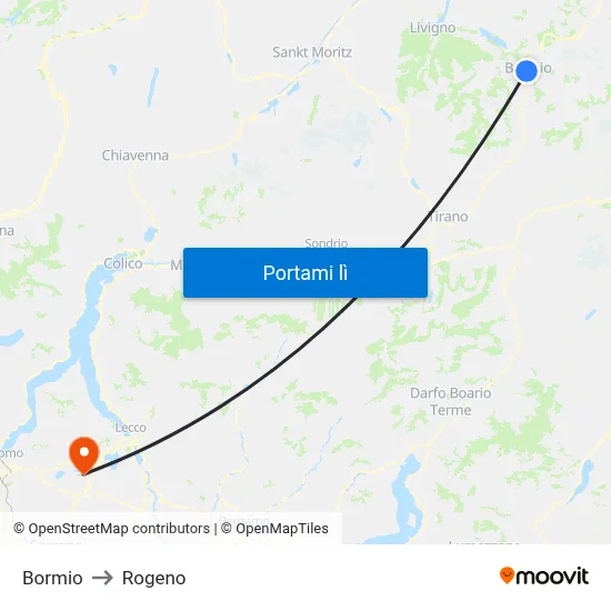 Bormio to Rogeno map