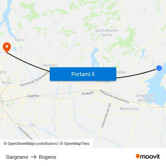 Gargnano to Rogeno map
