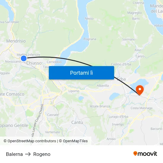 Balerna to Rogeno map