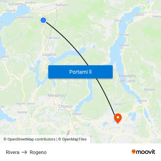 Rivera to Rogeno map
