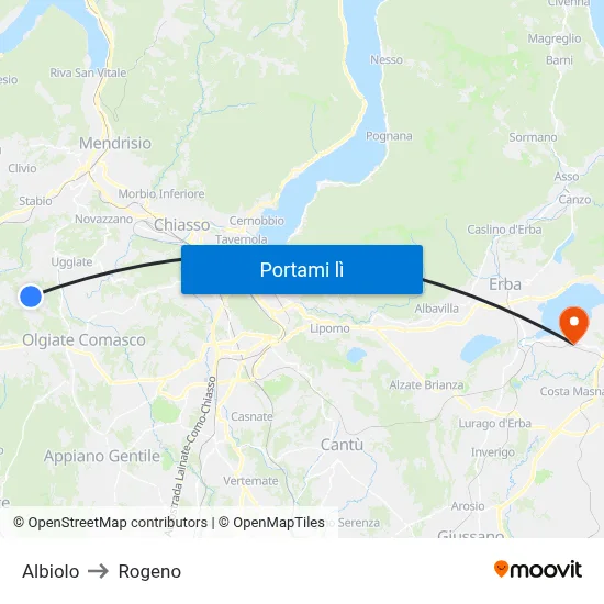 Albiolo to Rogeno map