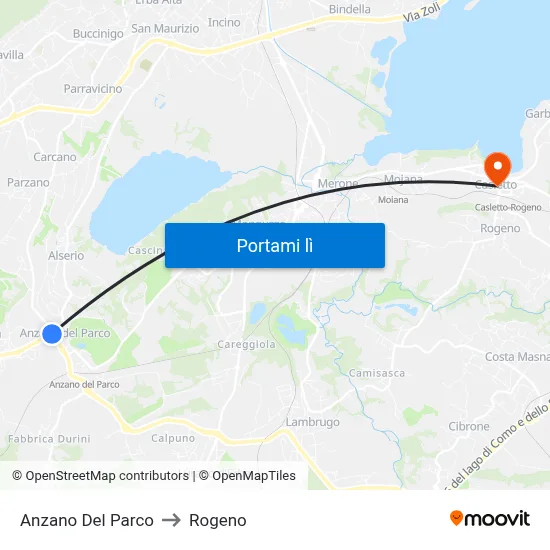 Anzano Del Parco to Rogeno map