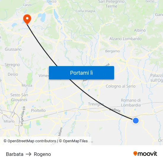 Barbata to Rogeno map