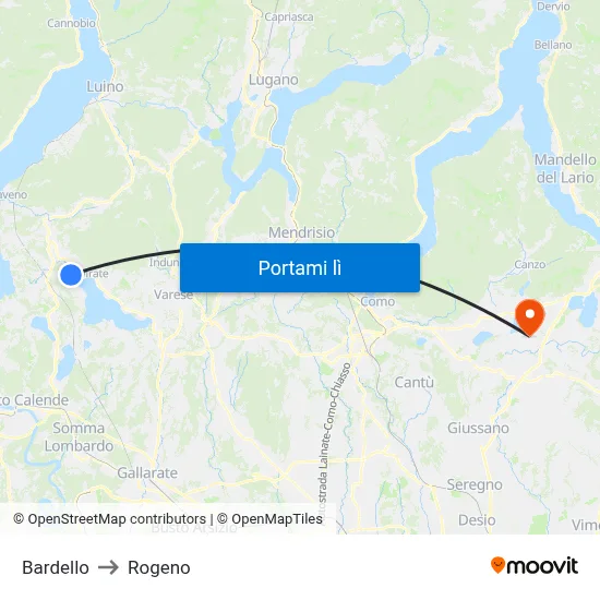 Bardello to Rogeno map