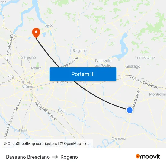 Bassano Bresciano to Rogeno map