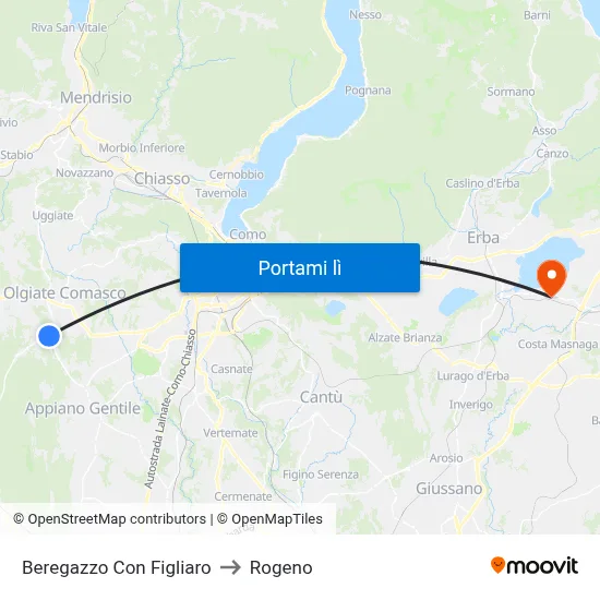 Beregazzo Con Figliaro to Rogeno map