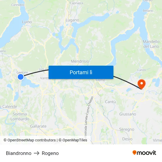 Biandronno to Rogeno map
