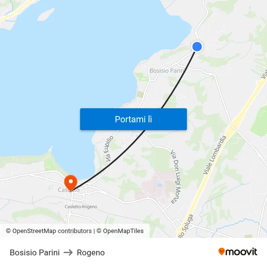 Bosisio Parini to Rogeno map