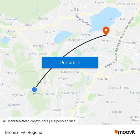 Brenna to Rogeno map