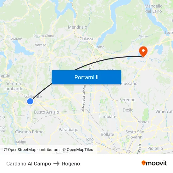 Cardano Al Campo to Rogeno map