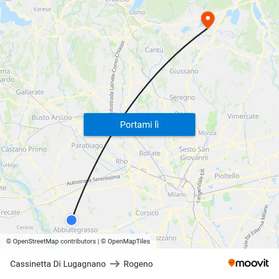 Cassinetta Di Lugagnano to Rogeno map