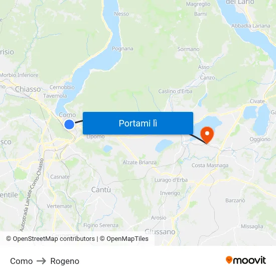 Como to Rogeno map