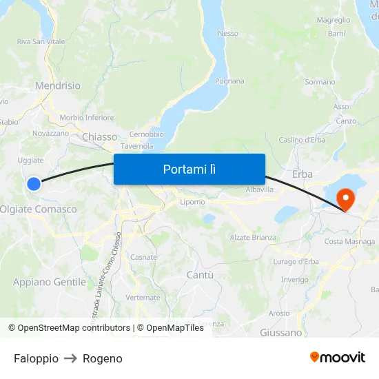 Faloppio to Rogeno map