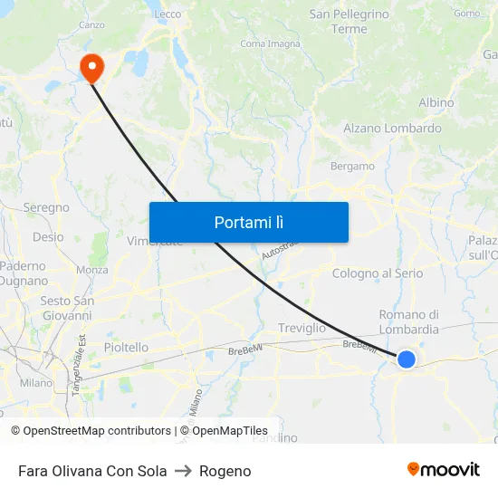 Fara Olivana Con Sola to Rogeno map