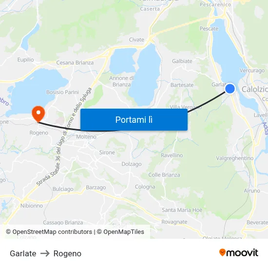 Garlate to Rogeno map